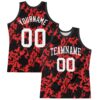 Custom Black White-Red Splash Round Neck Sublimation Basketball Suit Jersey