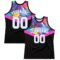 Custom Black White Pink-Light Blue Splash Round Neck Sublimation Basketball Suit Jersey