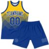 Custom Yellow Royal-White Gradient Square Shapes Round Neck Sublimation Basketball Suit Jersey