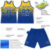 Custom Yellow Royal-White Gradient Square Shapes Round Neck Sublimation Basketball Suit Jersey