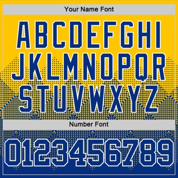 Custom Yellow Royal-White Gradient Square Shapes Round Neck Sublimation Basketball Suit Jersey