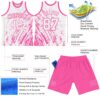 Custom White Pink Splash Round Neck Sublimation Basketball Suit Jersey