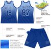 Custom Light Blue Royal-White Fade Fashion Round Neck Sublimation Basketball Suit Jersey