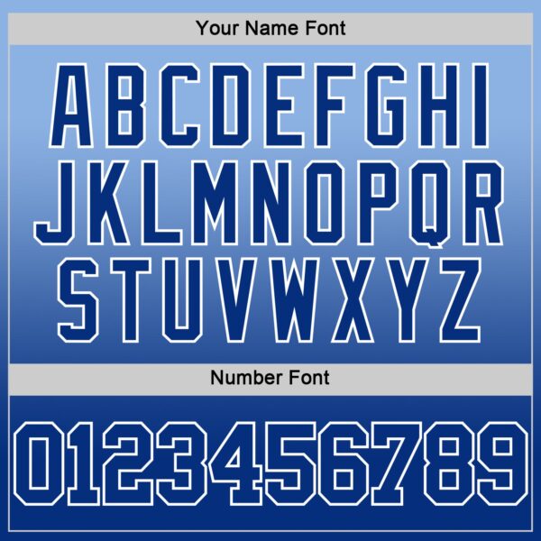 Custom Light Blue Royal-White Fade Fashion Round Neck Sublimation Basketball Suit Jersey