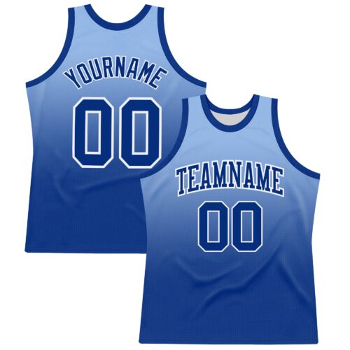 BSuit0396 Custom Light Blue Royal-White Fade Fashion Round Neck Sublimation Basketball Suit Jersey