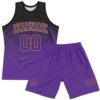 Custom Black Purple-Old Gold Fade Fashion Round Neck Sublimation Basketball Suit Jersey