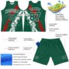 Custom Green Red-White Splash Round Neck Sublimation Basketball Suit Jersey