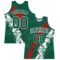Custom Green Red-White Splash Round Neck Sublimation Basketball Suit Jersey