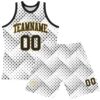 Custom White Black-Old Gold Geometric Shape Round Neck Sublimation Basketball Suit Jersey