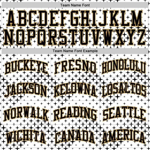 Custom White Black-Old Gold Geometric Shape Round Neck Sublimation Basketball Suit Jersey