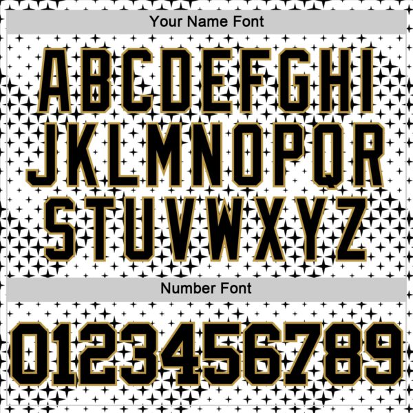 Custom White Black-Old Gold Geometric Shape Round Neck Sublimation Basketball Suit Jersey