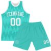 Custom Aqua White Wave Round Neck Sublimation Basketball Suit Jersey
