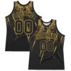 Custom Black Old Gold Splash Round Neck Sublimation Basketball Suit Jersey