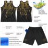 Custom Black Old Gold Splash Round Neck Sublimation Basketball Suit Jersey