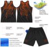 Custom Black Orange Splash Round Neck Sublimation Basketball Suit Jersey