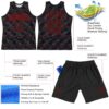 Custom Black Red Slant Lines Round Neck Sublimation Basketball Suit Jersey