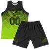 Custom Black Neon Green Gradient Square Shapes Round Neck Sublimation Basketball Suit Jersey