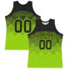 Custom Black Neon Green Gradient Square Shapes Round Neck Sublimation Basketball Suit Jersey