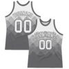 Custom White Steel Gray Gradient Square Shapes Round Neck Sublimation Basketball Suit Jersey