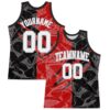 Custom Graffiti Pattern White Black Red-Gray Scratch Round Neck Sublimation Basketball Suit Jersey