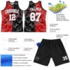 Custom Graffiti Pattern White Black Red-Gray Scratch Round Neck Sublimation Basketball Suit Jersey