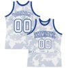 Custom White Royal Curve Lines Round Neck Sublimation Basketball Suit Jersey