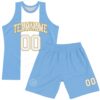Custom Light Blue White-Old Gold Argentinian Flag Round Neck Sublimation Basketball Suit Jersey