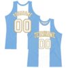 Custom Light Blue White-Old Gold Argentinian Flag Round Neck Sublimation Basketball Suit Jersey