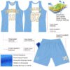Custom Light Blue White-Old Gold Argentinian Flag Round Neck Sublimation Basketball Suit Jersey