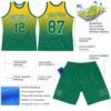 Custom Yellow Kelly Green-White Fade Fashion Round Neck Sublimation Basketball Suit Jersey