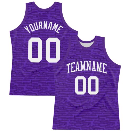 Custom Purple White Fragment Art Round Neck Sublimation Basketball Suit Jersey