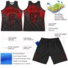 Custom Black Red Dripping Splatter Art Round Neck Sublimation Basketball Suit Jersey