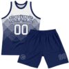 Custom White Navy Gradient Square Shapes Round Neck Sublimation Basketball Suit Jersey
