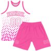 Custom White Pink Gradient Square Shapes Round Neck Sublimation Basketball Suit Jersey