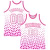 Custom White Pink Gradient Square Shapes Round Neck Sublimation Basketball Suit Jersey