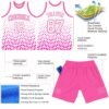 Custom White Pink Gradient Square Shapes Round Neck Sublimation Basketball Suit Jersey