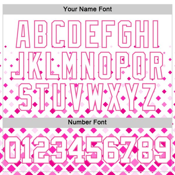 Custom White Pink Gradient Square Shapes Round Neck Sublimation Basketball Suit Jersey
