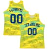 Custom Gold Royal-Light Blue Line Round Neck Sublimation Basketball Suit Jersey