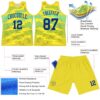 Custom Gold Royal-Light Blue Line Round Neck Sublimation Basketball Suit Jersey
