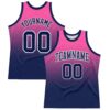 Custom Pink Navy-White Fade Fashion Round Neck Sublimation Basketball Suit Jersey