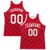 Custom Red White Line Round Neck Sublimation Basketball Suit Jersey