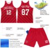 Custom Red White Line Round Neck Sublimation Basketball Suit Jersey