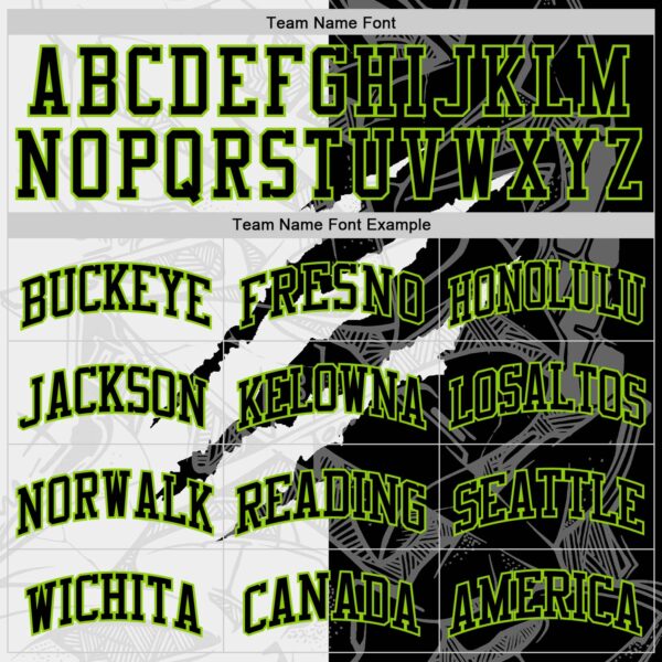 Custom Graffiti Pattern Black White-Neon Green Scratch Round Neck Sublimation Basketball Suit Jersey