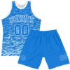 Custom Royal White Wave Round Neck Sublimation Basketball Suit Jersey
