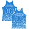 Custom Royal White Wave Round Neck Sublimation Basketball Suit Jersey