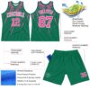 Custom Kelly Green Pink-White Splash Round Neck Sublimation Basketball Suit Jersey