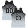 Custom Black Silver Gradient Square Shapes Round Neck Sublimation Basketball Suit Jersey