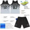 Custom Black Silver Gradient Square Shapes Round Neck Sublimation Basketball Suit Jersey
