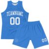 Custom Light Blue White Line Round Neck Sublimation Basketball Suit Jersey