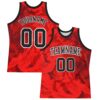 Custom Red Black-White Splash Round Neck Sublimation Basketball Suit Jersey